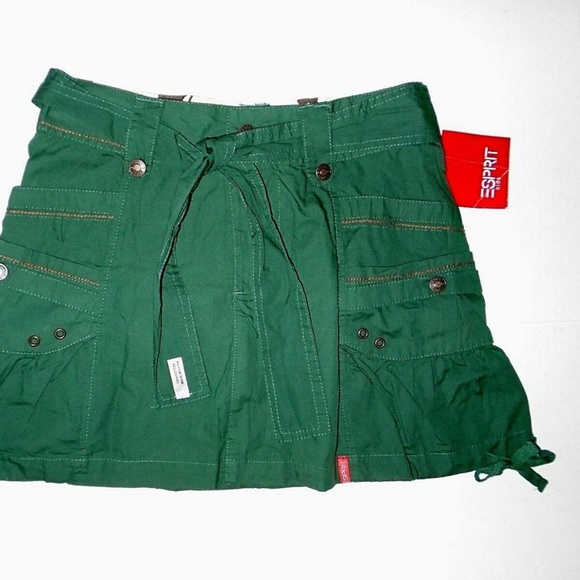 Vintage Rare Fashion 6 Pockets Belted Drawstring Bottom Edge Area Cargo Skirt - Picture 2 of 6